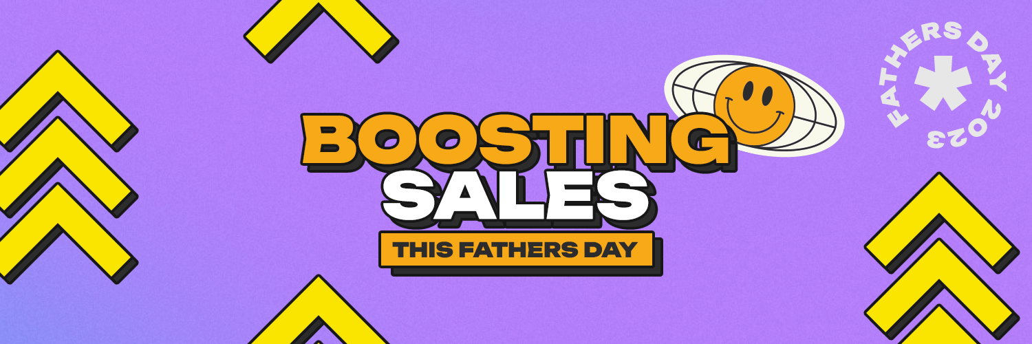 boosting your sales this fathers day text on a purple background
