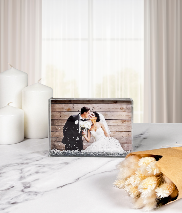 Glitter Photo Block 4 x 6" Silver