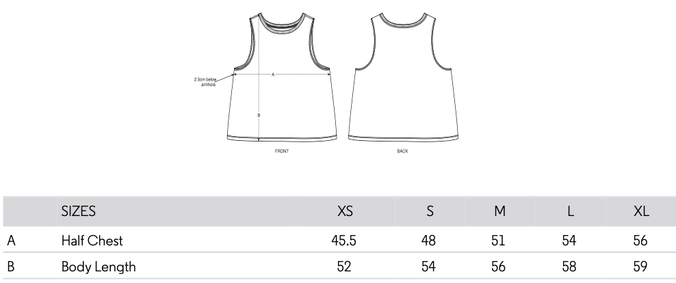 Sizing for theStella Dancer - the ladies vest from Stanley/Stella